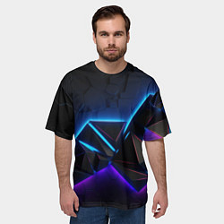 Футболка оверсайз мужская Неоновые объемные частицы, цвет: 3D-принт — фото 2