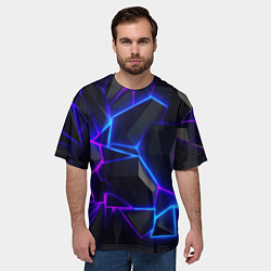 Футболка оверсайз мужская Синий и фиолетовый неон, цвет: 3D-принт — фото 2