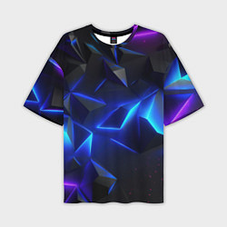 Футболка оверсайз мужская Blue dark neon, цвет: 3D-принт