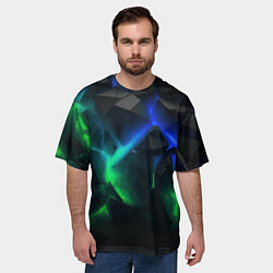 Футболка оверсайз мужская Разлом синих и зеленых плит, цвет: 3D-принт — фото 2