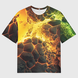 Мужская футболка оверсайз Разлом плит из лавы
