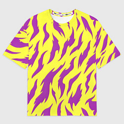 Мужская футболка оверсайз Кислотный тигр паттерн