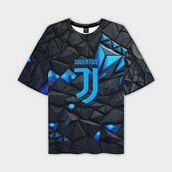 Футболка оверсайз мужская Blue logo Juventus, цвет: 3D-принт