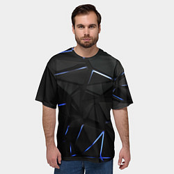 Футболка оверсайз мужская Black texture neon line, цвет: 3D-принт — фото 2