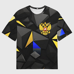 Футболка оверсайз мужская Герб РФ абстракция, цвет: 3D-принт