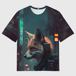 Футболка оверсайз мужская Кибернетический лис, цвет: 3D-принт