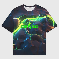 Футболка оверсайз мужская CSGO green neon, цвет: 3D-принт