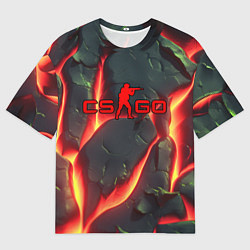 Футболка оверсайз мужская CSGO красные плиты с лавой, цвет: 3D-принт