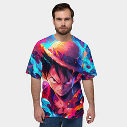 Футболка оверсайз мужская Луффи из Ван Пис - разноцветный, цвет: 3D-принт — фото 2