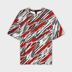 Футболка оверсайз мужская Красные полосы за субстанцией, цвет: 3D-принт