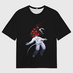 Футболка оверсайз мужская Скафандр и розы, цвет: 3D-принт