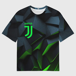 Футболка оверсайз мужская Juventus black green logo, цвет: 3D-принт