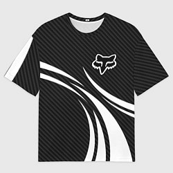 Мужская футболка оверсайз Fox carbon line - white