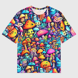 Мужская футболка оверсайз Кислотные психоделические грибы