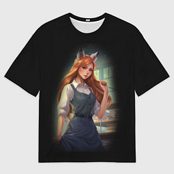 Футболка оверсайз мужская Девушка лиса ученица, цвет: 3D-принт