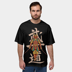 Футболка оверсайз мужская Самурай - иероглифы, цвет: 3D-принт — фото 2