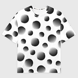Футболка оверсайз мужская Черные полосатые шары на белом, цвет: 3D-принт