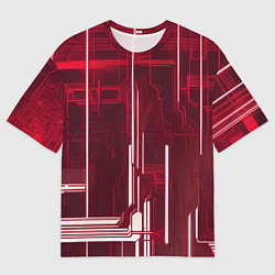 Мужская футболка оверсайз Кибер схемы неон