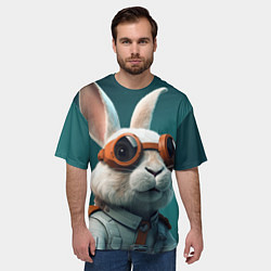 Футболка оверсайз мужская Белый кролик-космонавт, цвет: 3D-принт — фото 2