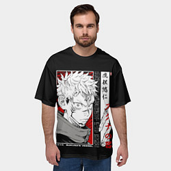 Футболка оверсайз мужская Итадори юджи - Магическая битва, цвет: 3D-принт — фото 2