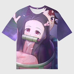 Футболка оверсайз мужская Клинок рассекающий демонов Тандзиро Нэдзуко Kamado, цвет: 3D-принт