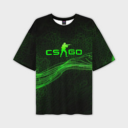 Футболка оверсайз мужская CSGO green abstract, цвет: 3D-принт