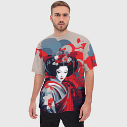 Футболка оверсайз мужская Geisha vector style, цвет: 3D-принт — фото 2