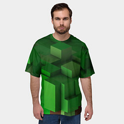 Футболка оверсайз мужская Зелёный блоковый паттерн, цвет: 3D-принт — фото 2