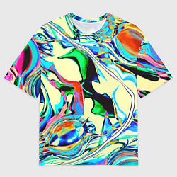 Мужская футболка оверсайз Яркие абстрактные разводы