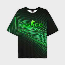 Футболка оверсайз мужская CSGO green lines logo, цвет: 3D-принт