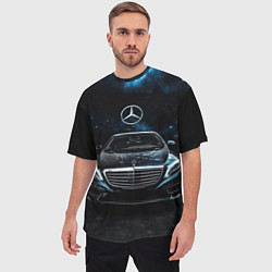 Футболка оверсайз мужская Mercedes Benz space background, цвет: 3D-принт — фото 2