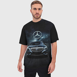 Футболка оверсайз мужская Mercedes Benz black, цвет: 3D-принт — фото 2