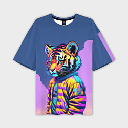 Футболка оверсайз мужская Cool tiger cub - pop art, цвет: 3D-принт