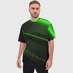 Футболка оверсайз мужская Зеленая абстракция со светом, цвет: 3D-принт — фото 2