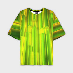 Футболка оверсайз мужская Зеленые неоновые полосы, цвет: 3D-принт