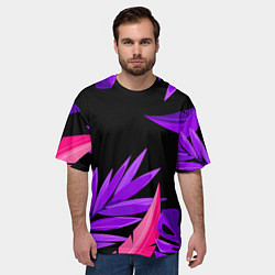 Футболка оверсайз мужская Floral composition - neon, цвет: 3D-принт — фото 2