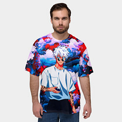 Футболка оверсайз мужская Красавец Сатору Годжо - Магическая битва, цвет: 3D-принт — фото 2