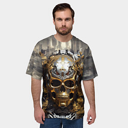 Футболка оверсайз мужская Скелет-киборг, цвет: 3D-принт — фото 2