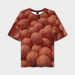 Мужская футболка оверсайз Узор с баскетбольными мячами