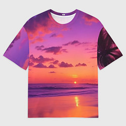 Футболка оверсайз мужская Пляж vice city, цвет: 3D-принт