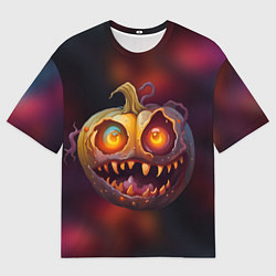 Футболка оверсайз мужская Тыквенный монстр зубастик, цвет: 3D-принт