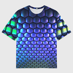 Футболка оверсайз мужская Цветные соты - объемная абстракция, цвет: 3D-принт