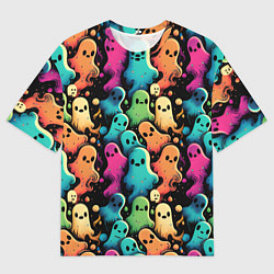 Футболка оверсайз мужская Паттерн с разноцветными приведениями, цвет: 3D-принт