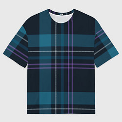 Футболка оверсайз мужская Клетка бирюзово-черная, цвет: 3D-принт