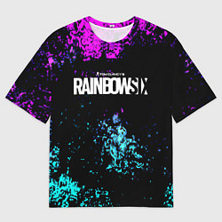 Футболка оверсайз мужская Rainbow six неоновые краски, цвет: 3D-принт