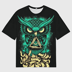 Футболка оверсайз мужская Неоновая сова - тотемная птица, цвет: 3D-принт