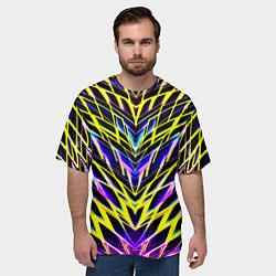 Футболка оверсайз мужская Зеркальный неоновый паттерн, цвет: 3D-принт — фото 2