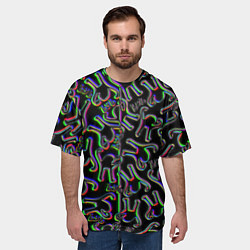 Футболка оверсайз мужская Ъуъ съука глитч паттерн, цвет: 3D-принт — фото 2