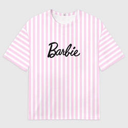 Футболка оверсайз мужская Barbie - классическая розово-белая полоска, цвет: 3D-принт