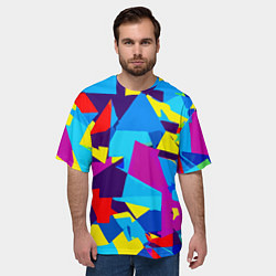Футболка оверсайз мужская Полигональная композиция - поп-арт - нейросеть, цвет: 3D-принт — фото 2